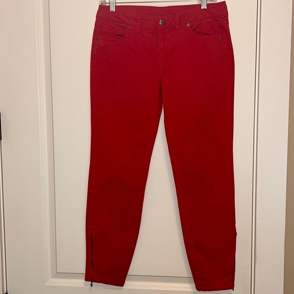 London Jean Red Ankle Length Jeans Women’s 4 - Picture 1 of 5